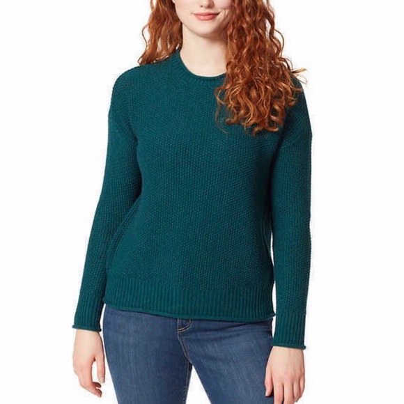 NWT Jessica Simspon Ladies' Woven Knit Roll Neck Sweater Small Teal - Picture 1 of 12